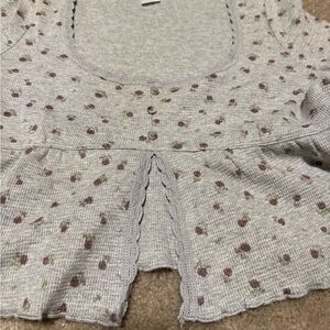 Gray and Purple Polka Dot Knit Top